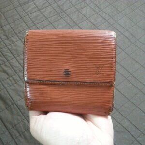 Vintage LV Louis Vuitton Epi Cognac Wallet Trifold Orange Brown